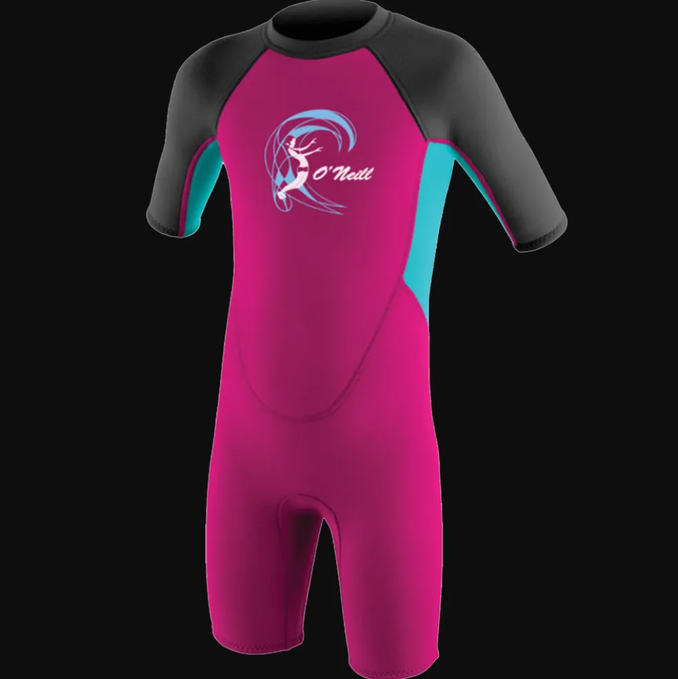 O'neill Toddler Reactor II 2MM Back Zip S/S Spring Wetsuit - Berry/LtAqua/Graph